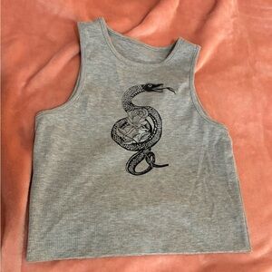 graphic racer back cropped tank🐍🥀